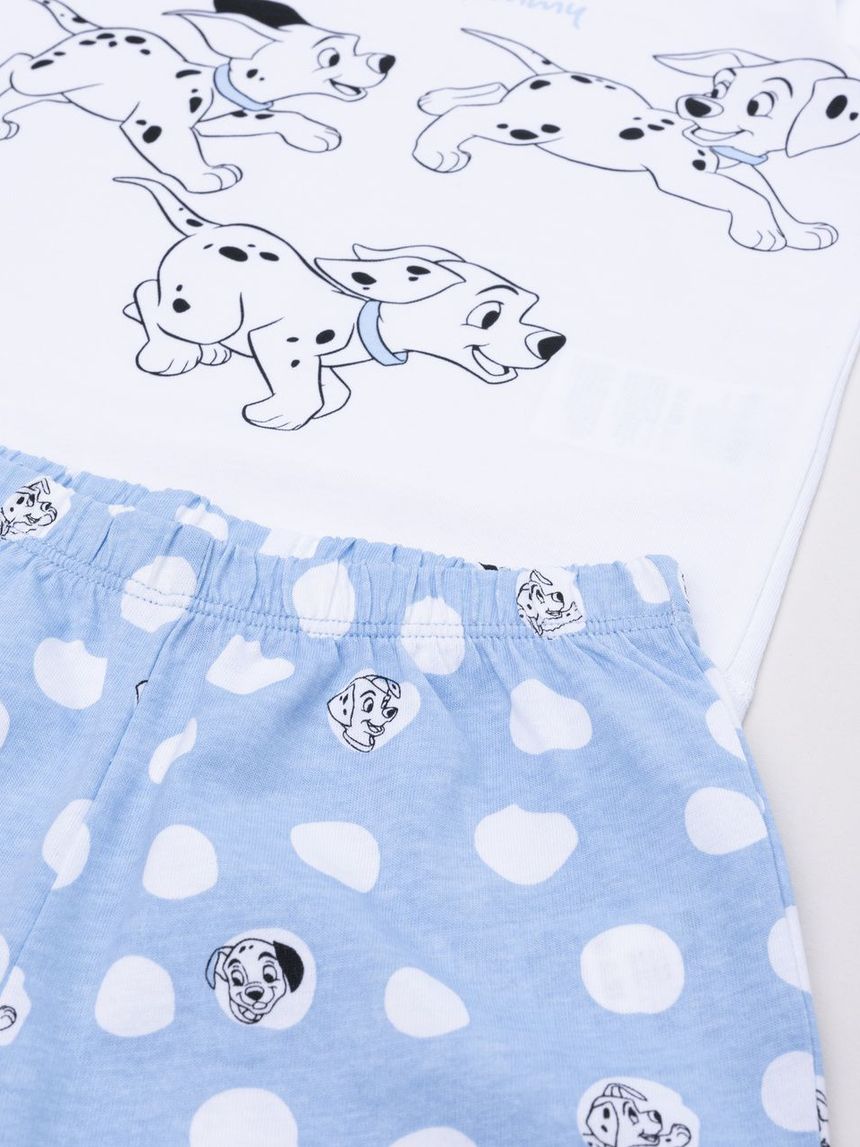 βρεφική πιτζάμα λευκή/γαλάζια 101 dalmatians "we run to mommy" για αγόρι - Prénatal