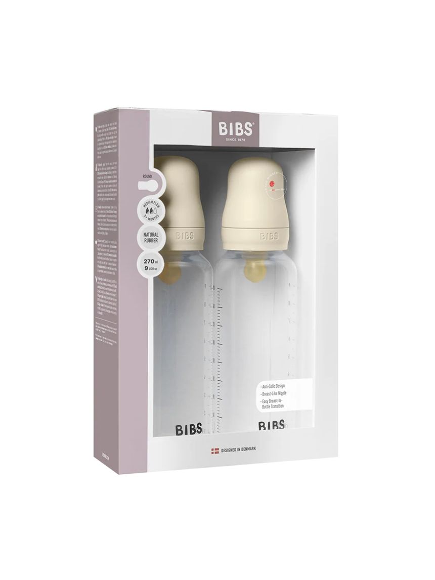 Bibs σετ πλαστικά μπιμπερό με latex θηλή 2τμχ 2+ μηνών 270ml ivory 5117216 - BIBS