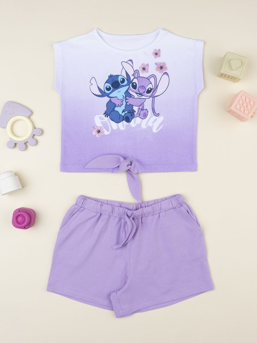 παιδικό σετ t-shirt και σορτσάκι stitch για κορίτσι - Prénatal