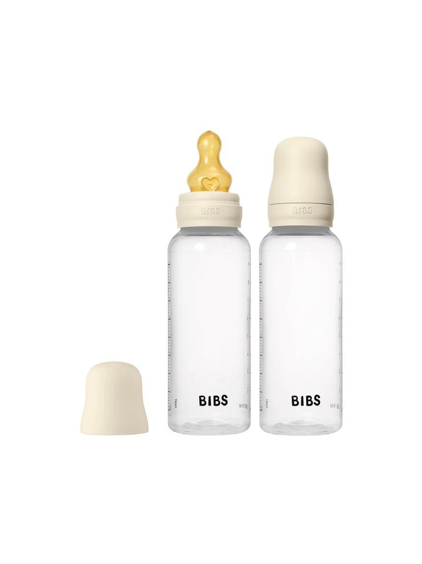 Bibs σετ πλαστικά μπιμπερό με latex θηλή 2τμχ 2+ μηνών 270ml ivory 5117216 - BIBS