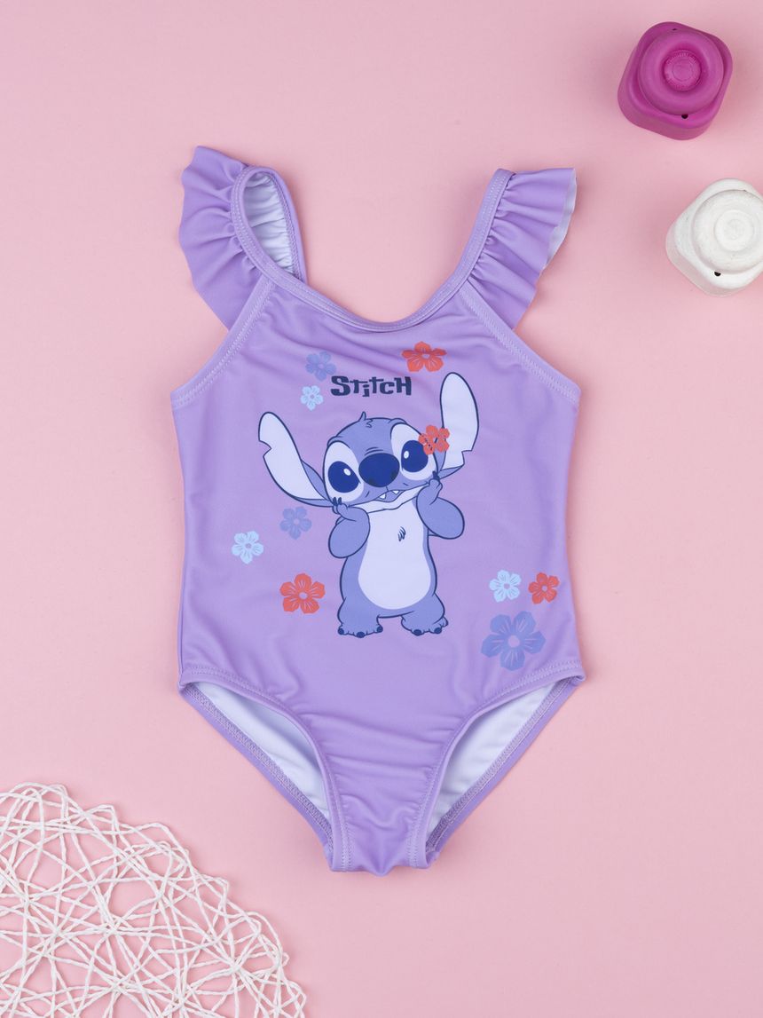 βρεφικό ολόσωμο μαγιό λιλά stitch για κορίτσι - Prénatal