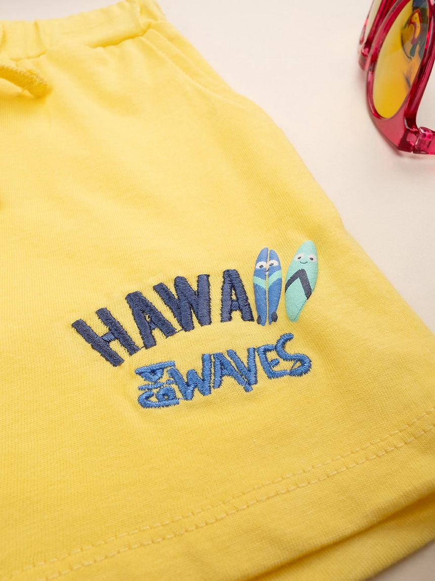 βρεφικό σορτσάκι κίτρινο hawaii waves για αγόρι - Prénatal