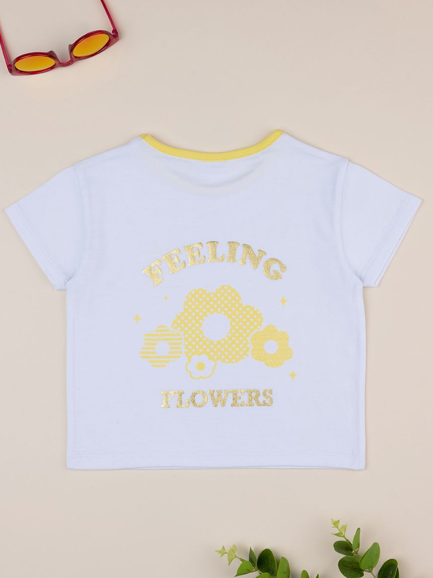 παιδικό t-shirt λευκό/κίτρινο feeling flowers για κορίτσι - Prénatal