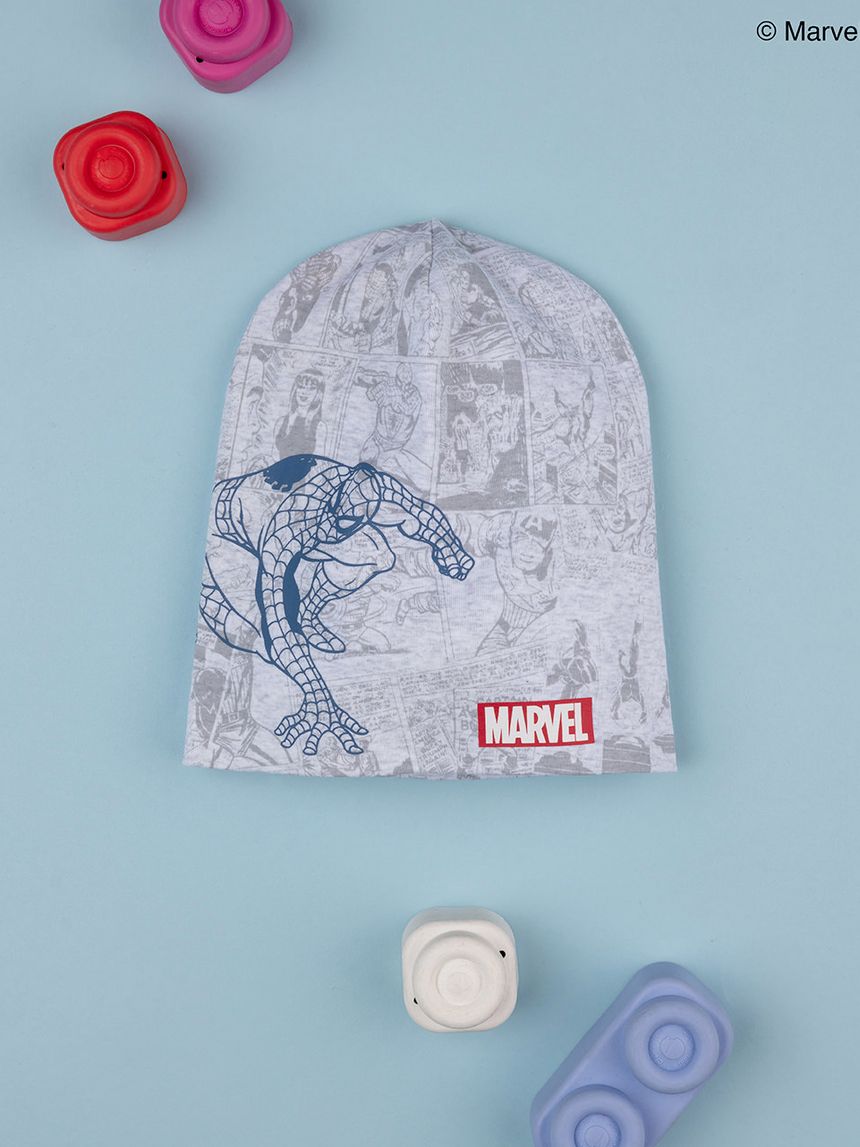 παιδικό σκουφάκι γκρι με τον spiderman για αγόρι - Prénatal