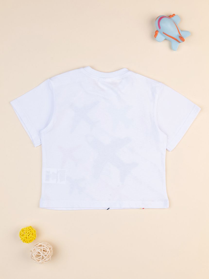 βρεφικό t-shirt λευκό αεροπλάνα για αγόρι - Prénatal