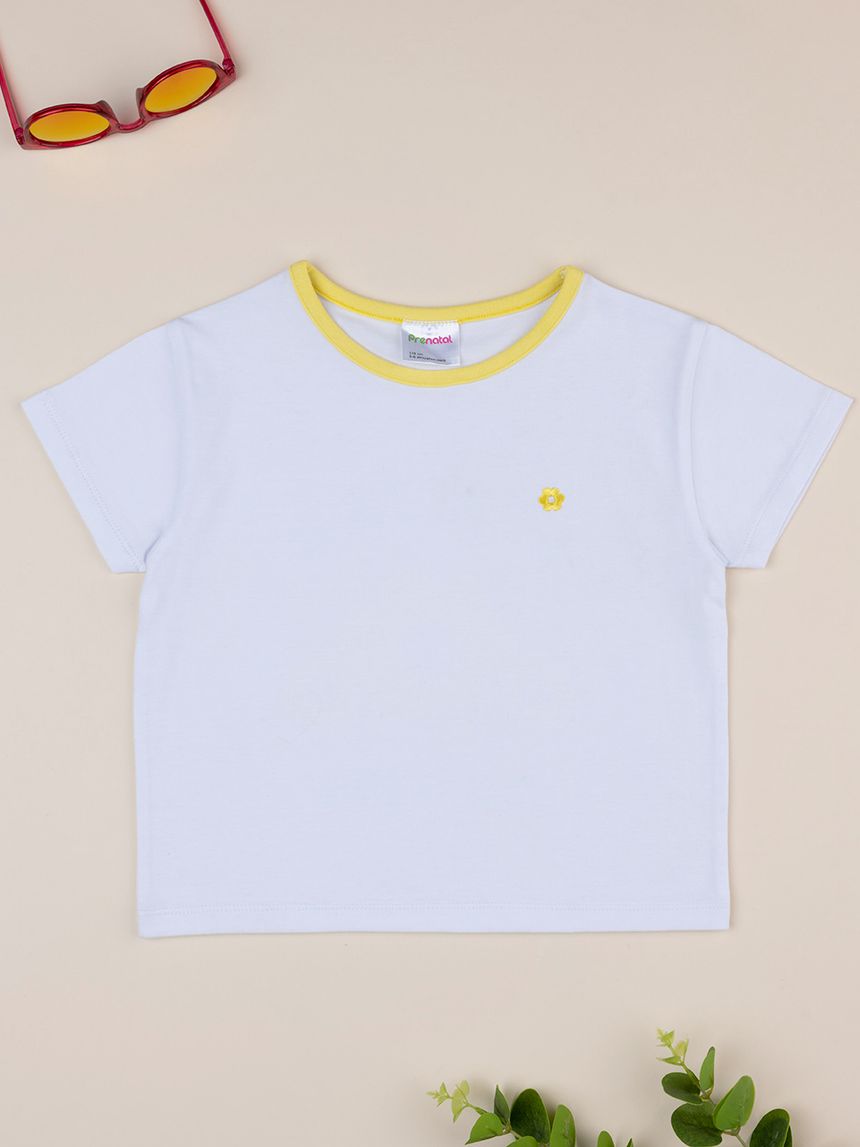 παιδικό t-shirt λευκό/κίτρινο feeling flowers για κορίτσι - Prénatal