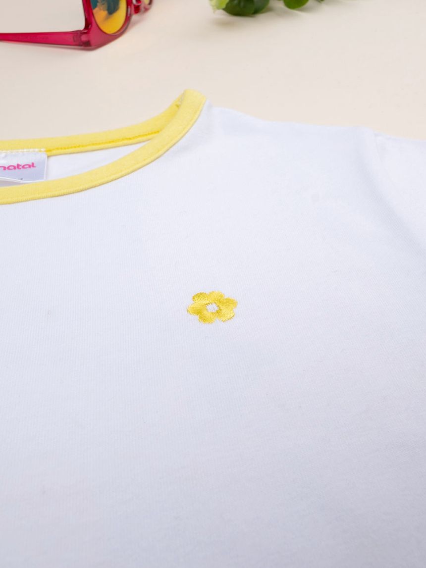 παιδικό t-shirt λευκό/κίτρινο feeling flowers για κορίτσι - Prénatal