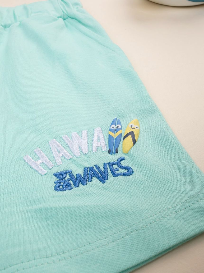 βρεφικό σορτσάκι τιρκουάζ hawaii waves για αγόρι - Prénatal