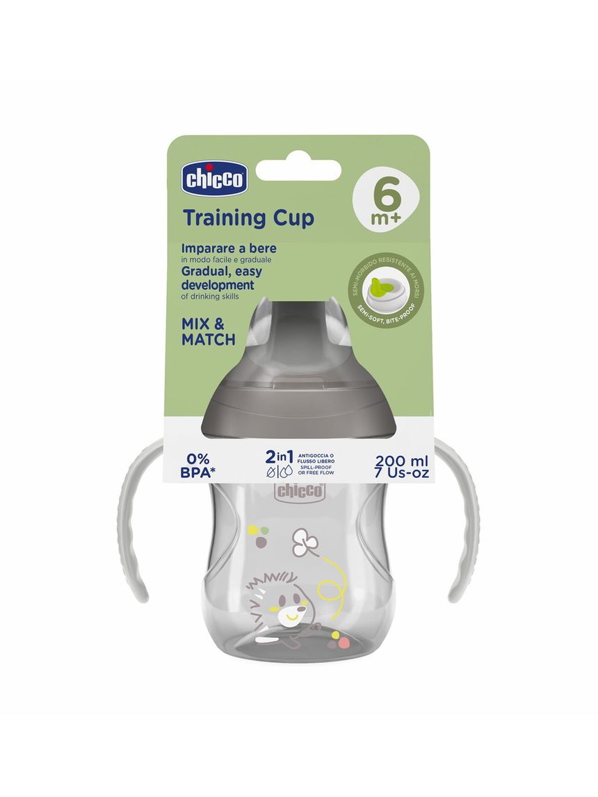 Chicco transition εκπαιδευτικό ποτηράκι 6+ μηνών 200ml grey - Chicco