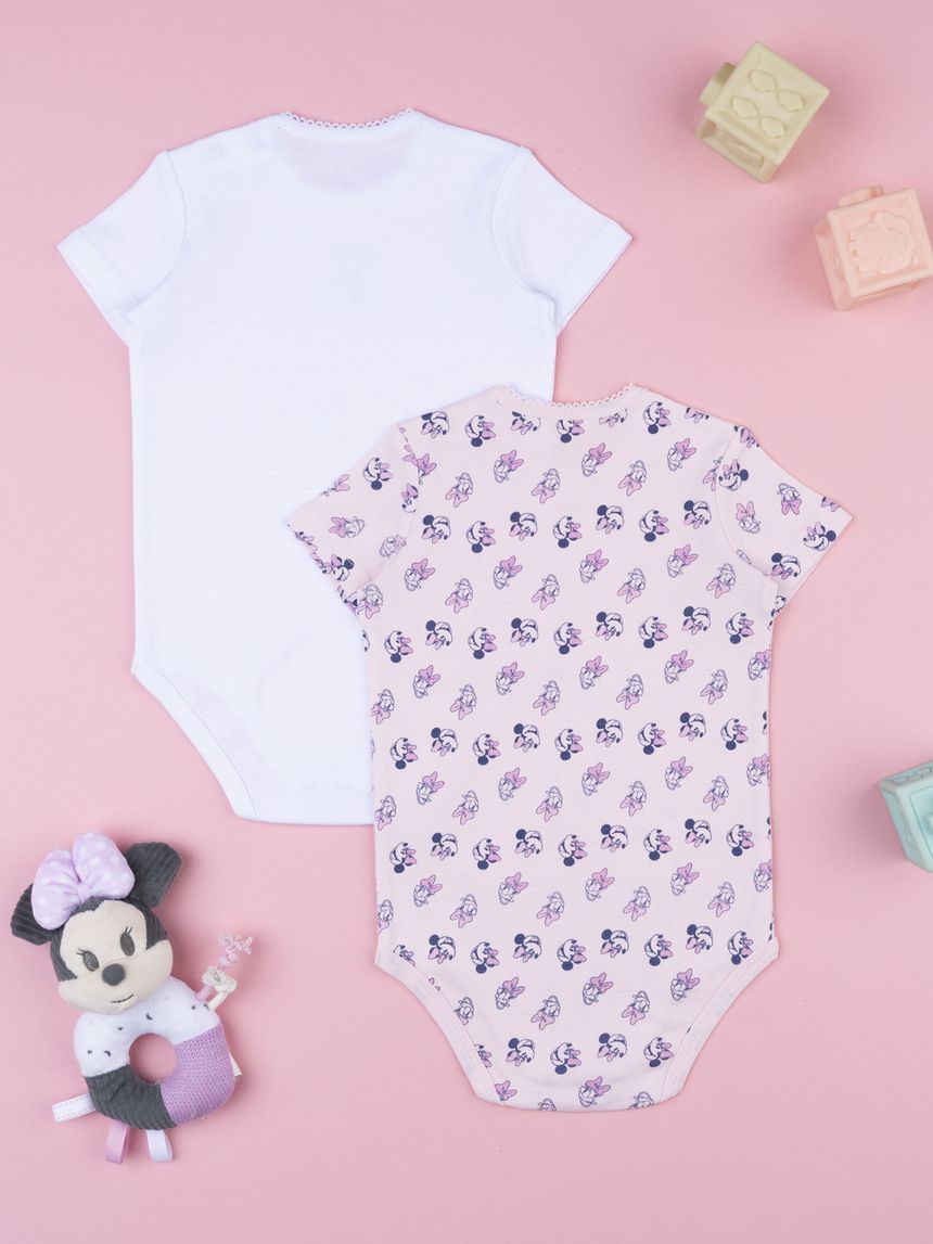 βρεφικά κορμάκια λευκά πακέτο x2 minnie & daisy για κορίτσι - Prénatal