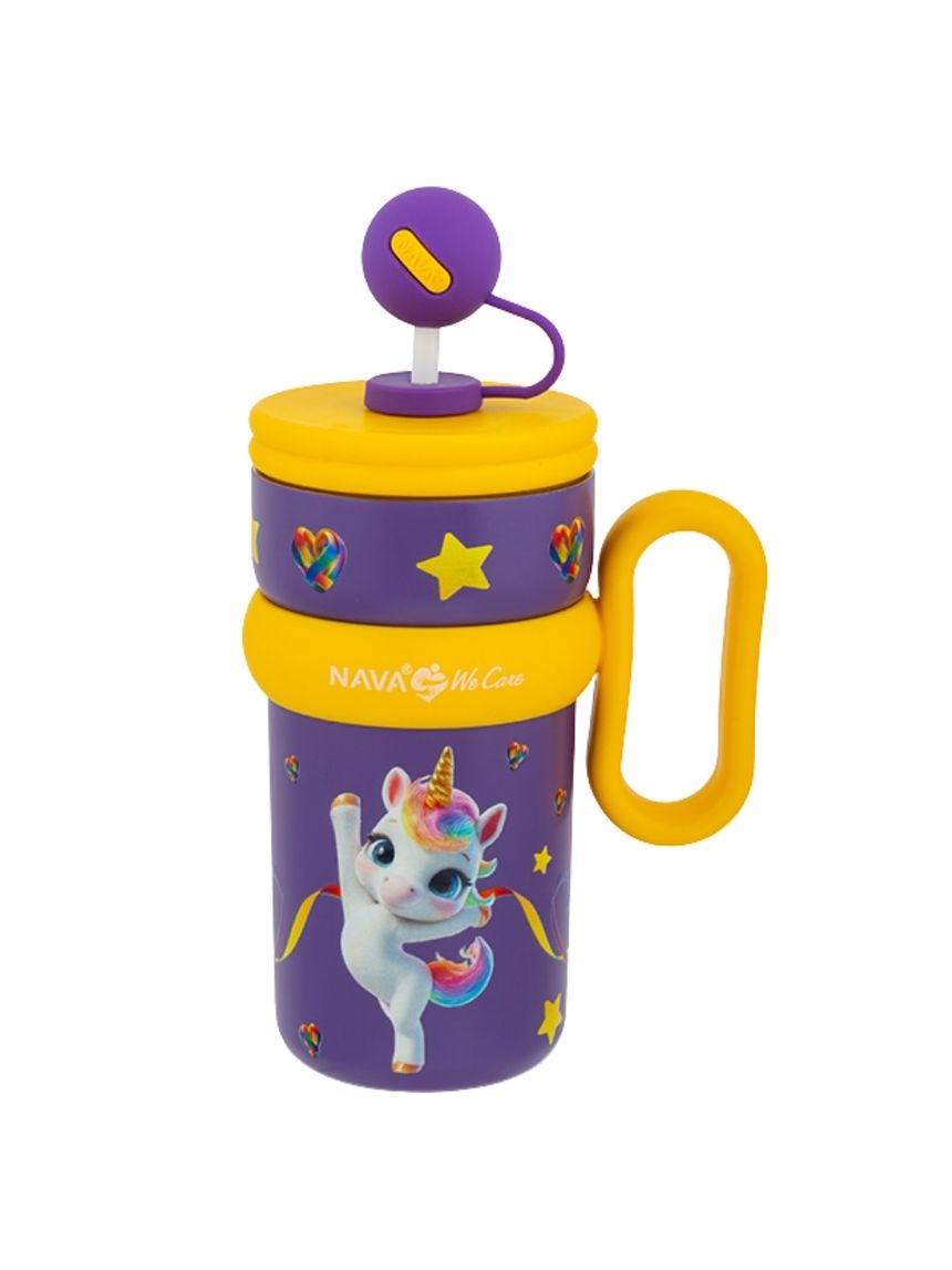Nava θερμός tumbler ανοξείδωτο με καλαμάκι "we care" purple unicorn 540ml 10-016-141 - Nava