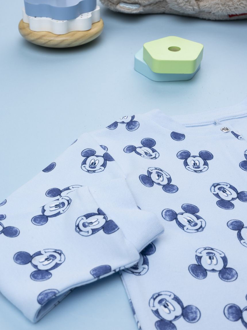 βρεφική ολόσωμη πιτζάμα γαλάζια mickey mouse για αγόρι - Prénatal