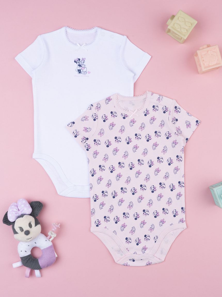 βρεφικά κορμάκια λευκά πακέτο x2 minnie & daisy για κορίτσι - Prénatal
