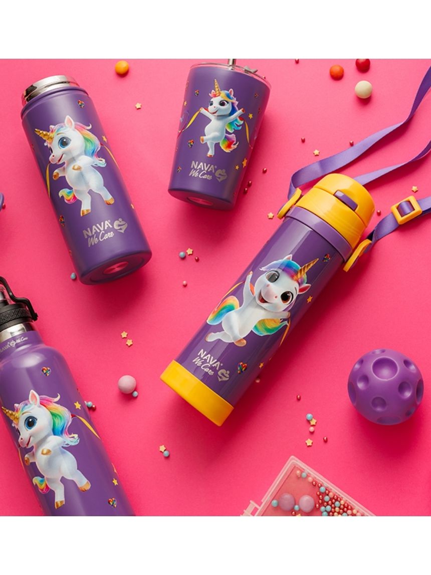 Nava παγούρι θερμός ανοξείδωτο "we care" purple unicorn 500ml 10-001-023 - Nava