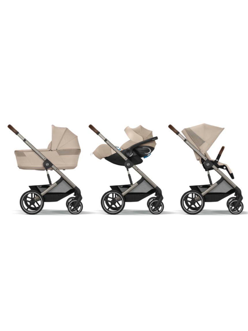 Cybex balios s lux σύστημα μεταφοράς trio με cot s lux, cloud g3 plus moon black και αντάπτορες almond beige - Cybex