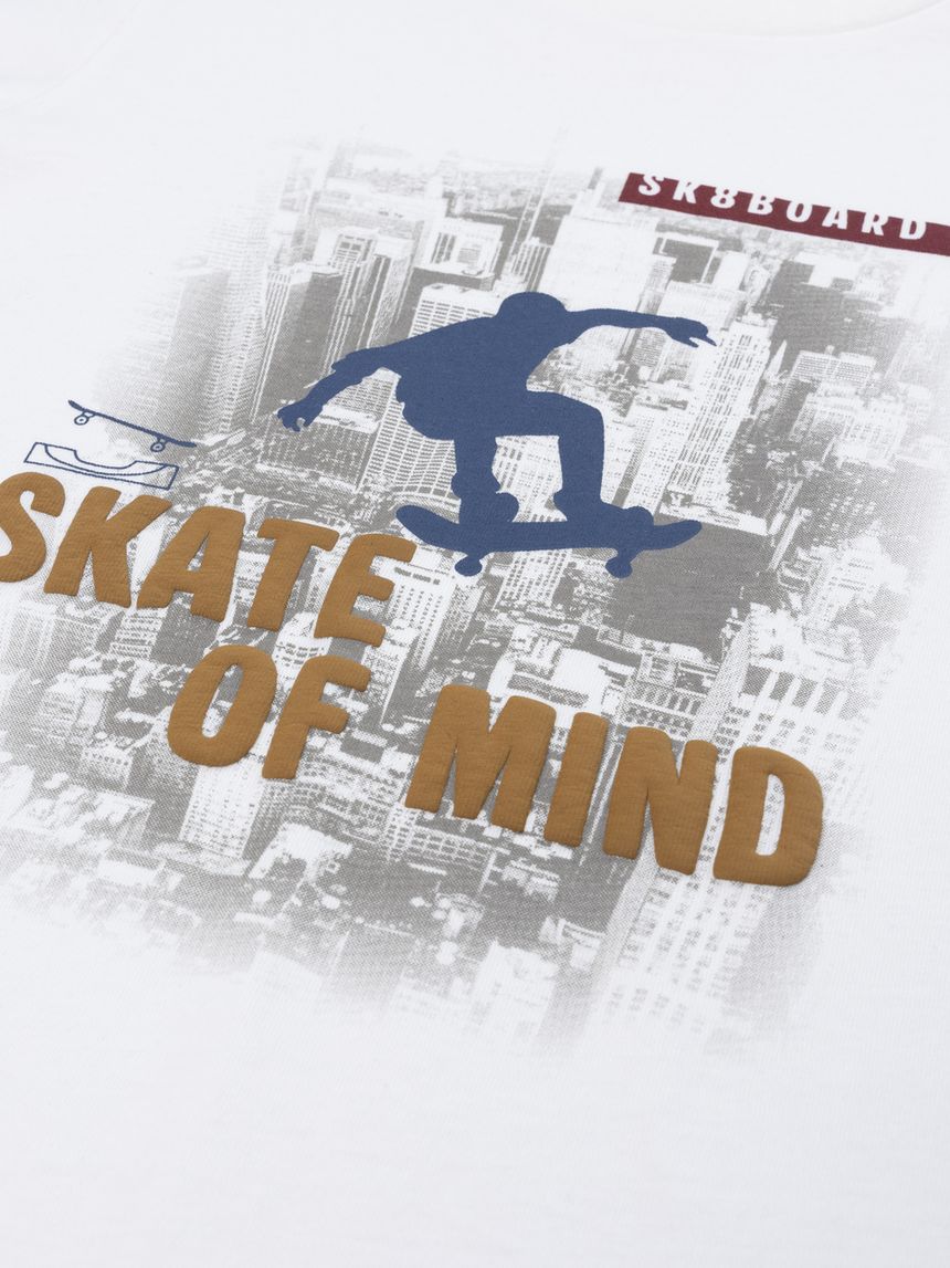 παιδική μπλούζα λευκή skate για αγόρι - Prénatal