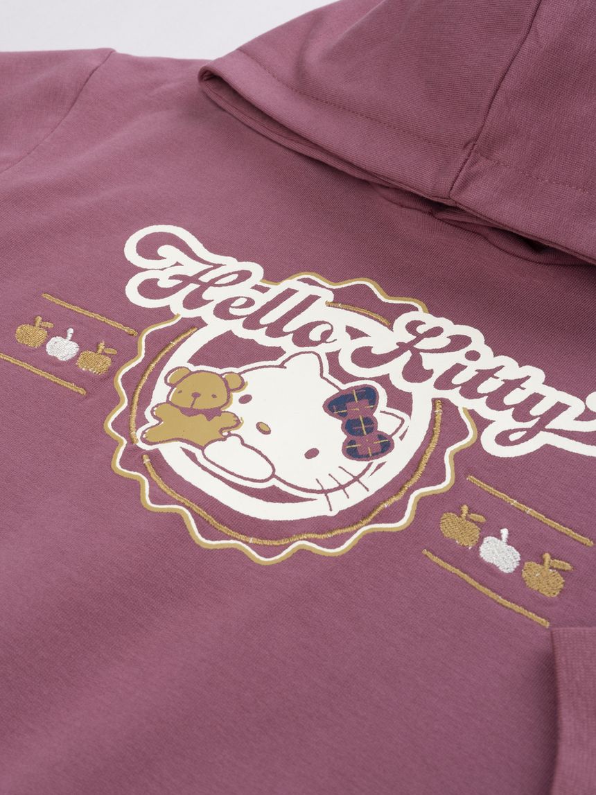 βρεφική μπλούζα φούτερ ροζ hello kitty με κουκούλα για κορίτσι - Prénatal