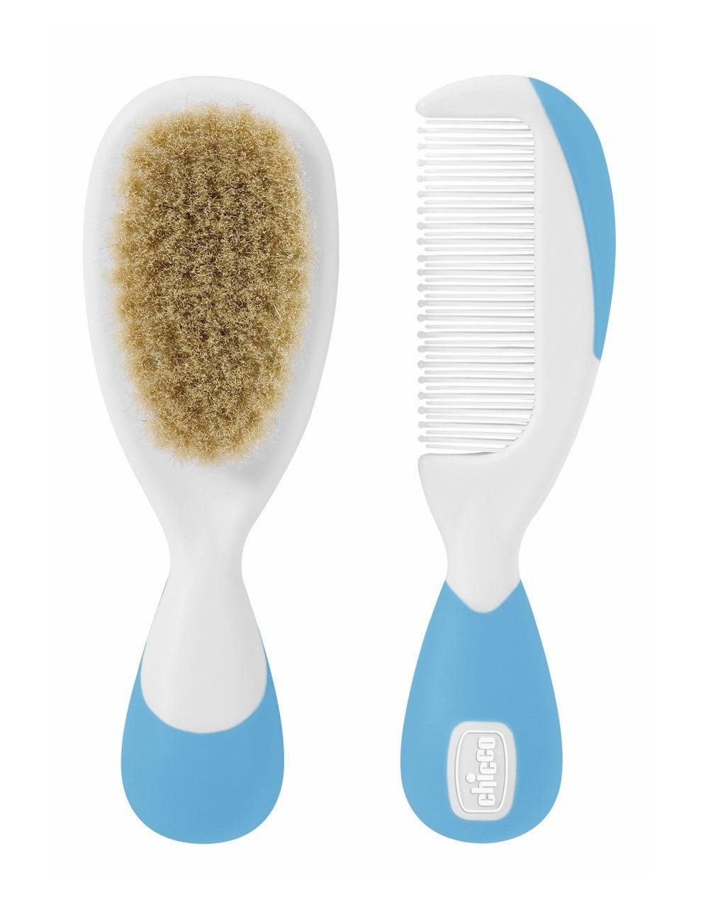 Chicco βούρτσα-χτένα safe φυσική τρίχα σιέλ h03-06569-20