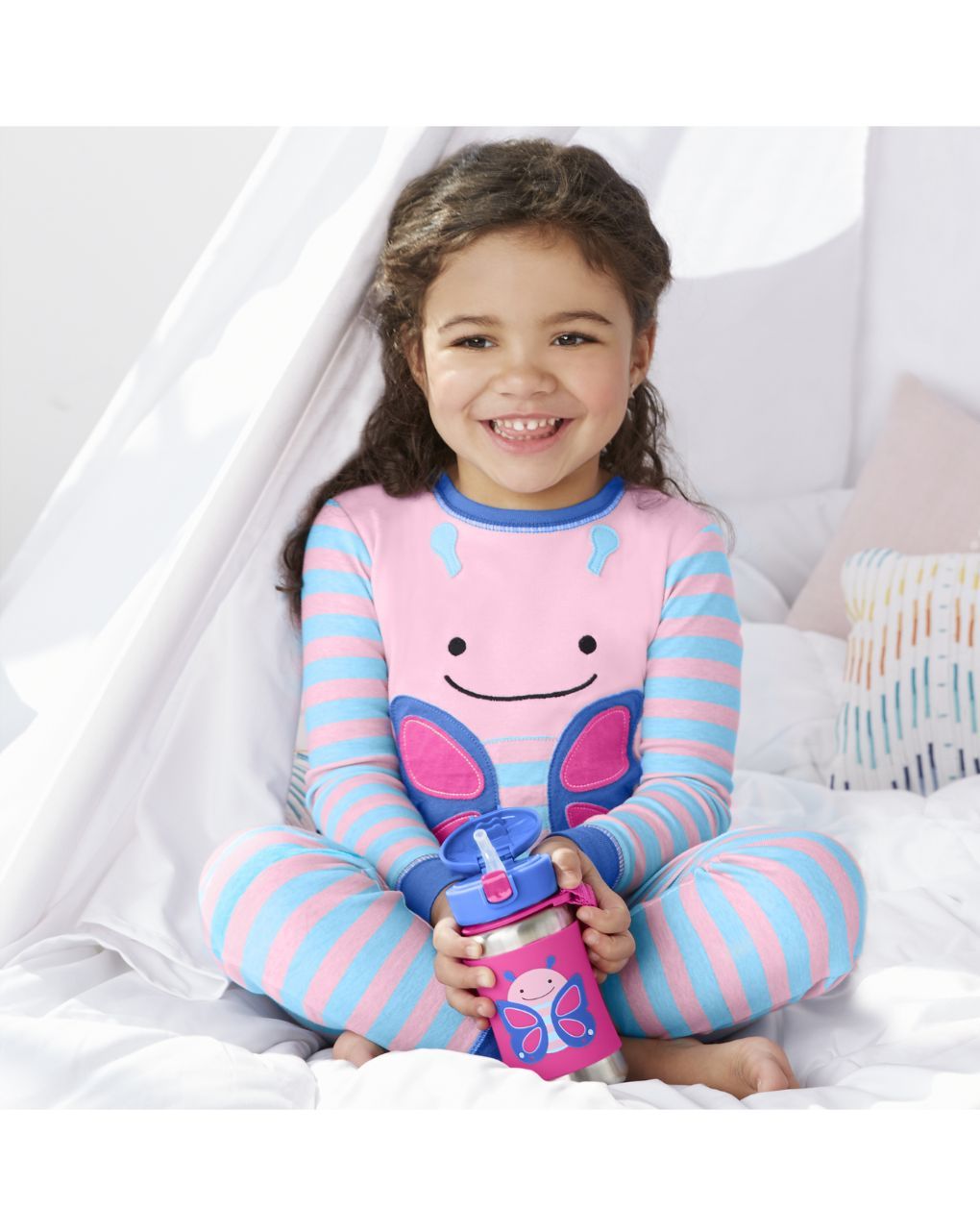 Skip hop zoo stainless steel παγούρι με καλαμάκι 350ml butterfly 29-2903011-05 - SKIP HOP