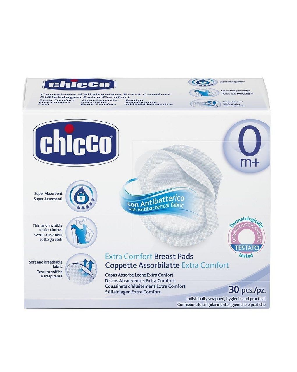 Chicco επιθέματα στήθους αντιβακτηριακά 30τμχ 61779000000