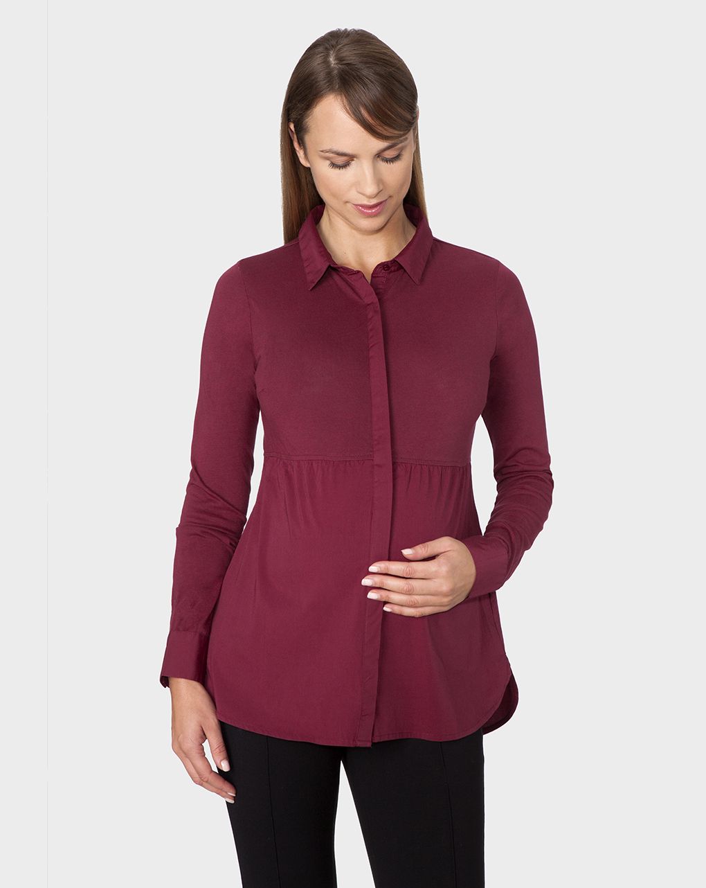 γυναικεία πουκαμίσα με διπλό ύφασμα μπορντό - Prénatal