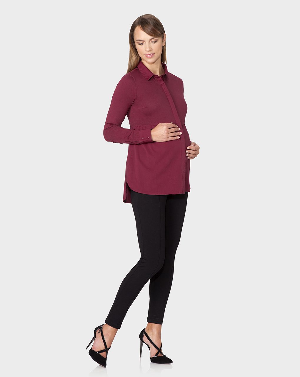 γυναικεία πουκαμίσα με διπλό ύφασμα μπορντό - Prénatal