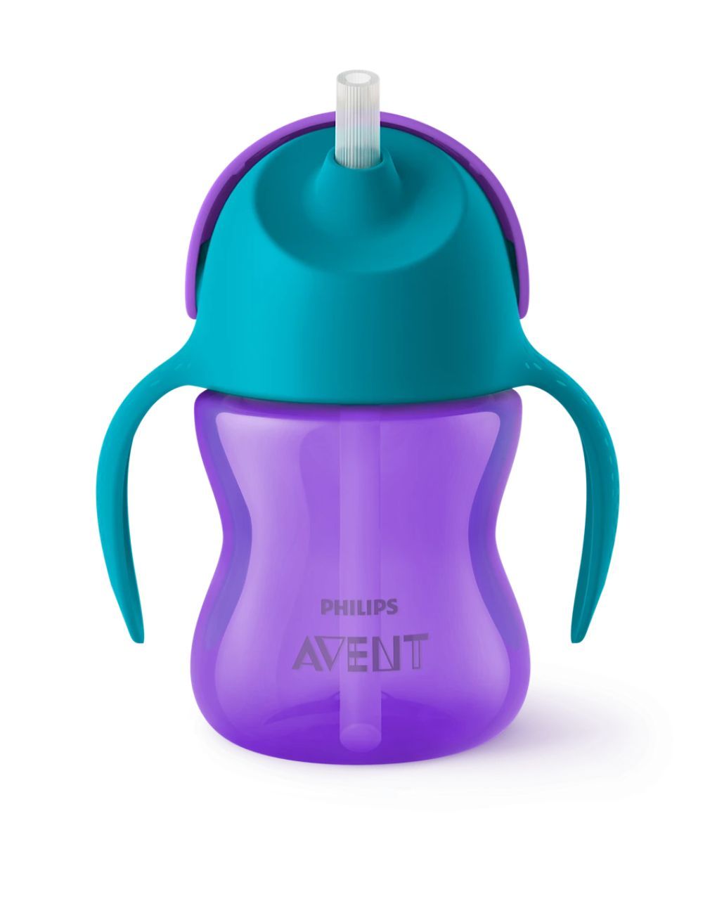 Philips avent εκπαιδευτικό ποτηράκι με καλαμάκι 200ml μωβ scf796/02