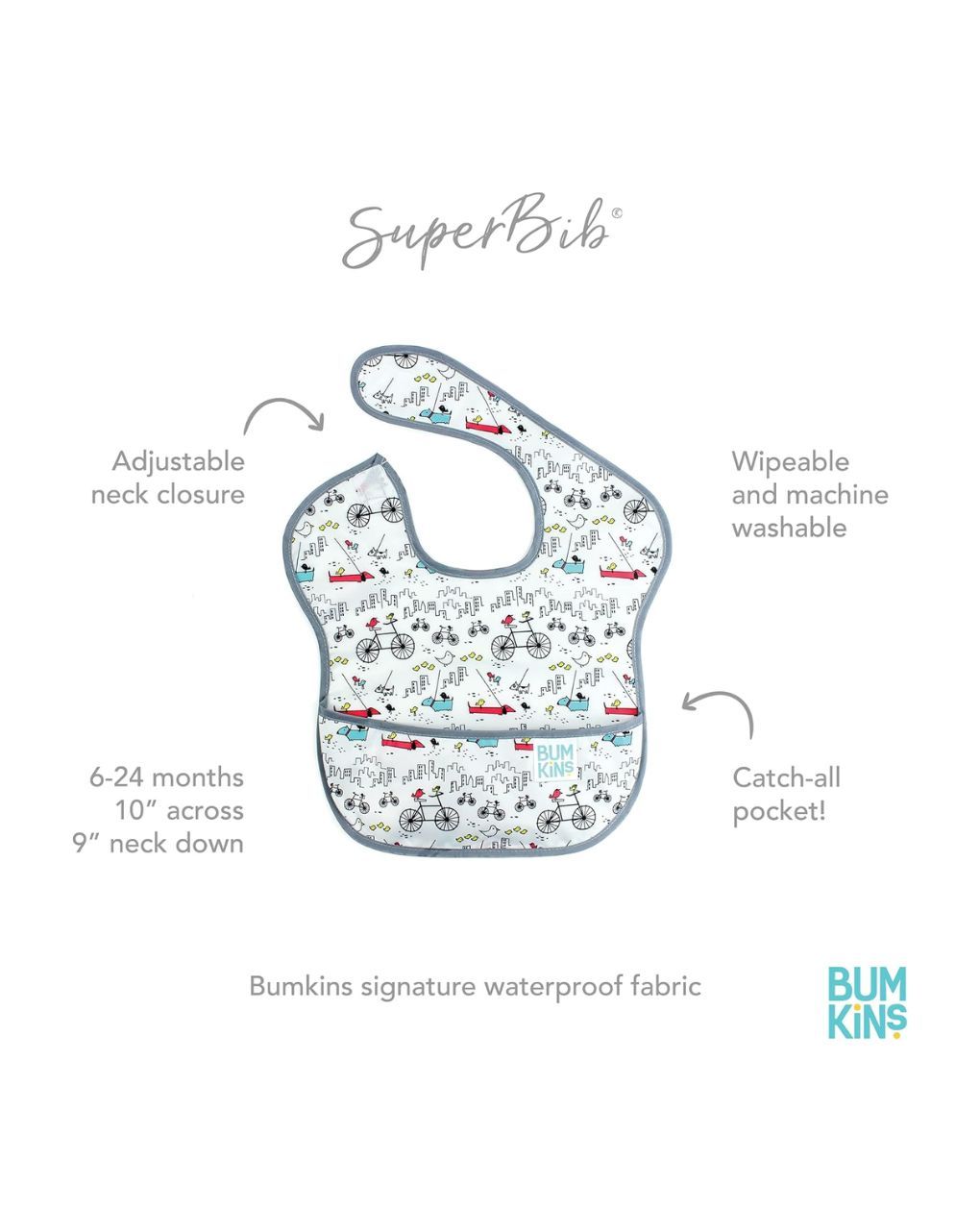 Bumkins αδιάβροχη σαλιάρα urban birds 6-24m 3303115 - BUMKINS