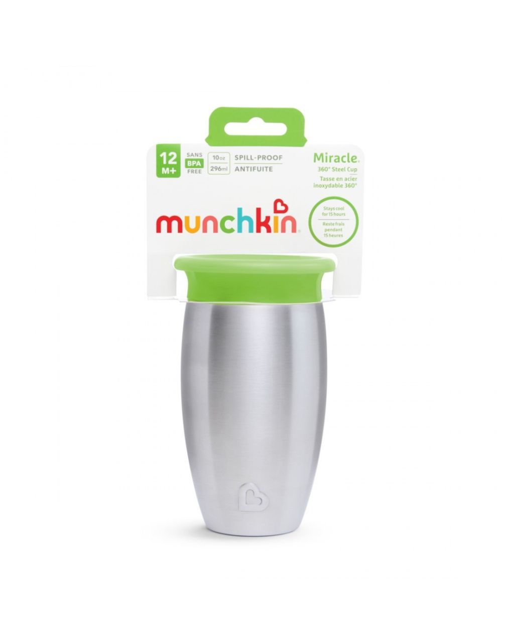 Munchkin εκπαιδευτικό ποτηράκι miracle 360° stainless steel sippy 296ml 12m+ 12370 - Munchkin