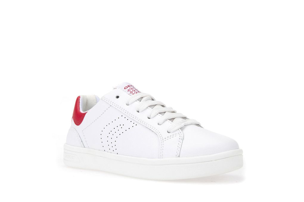 Sneakers geox j djrock white/dk red μεγ.28-34 για αγόρι - Geox