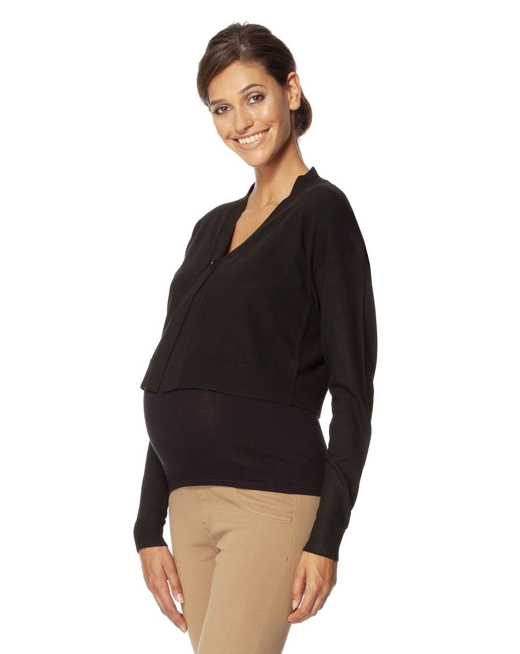 γυναικεία ζακέτα πλεκτή μαύρη κοντή - Prénatal