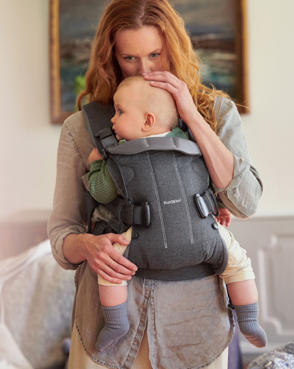 Babybjörn μάρσιπος one woven denim grey/dark grey 098194 - Baby Bjorn