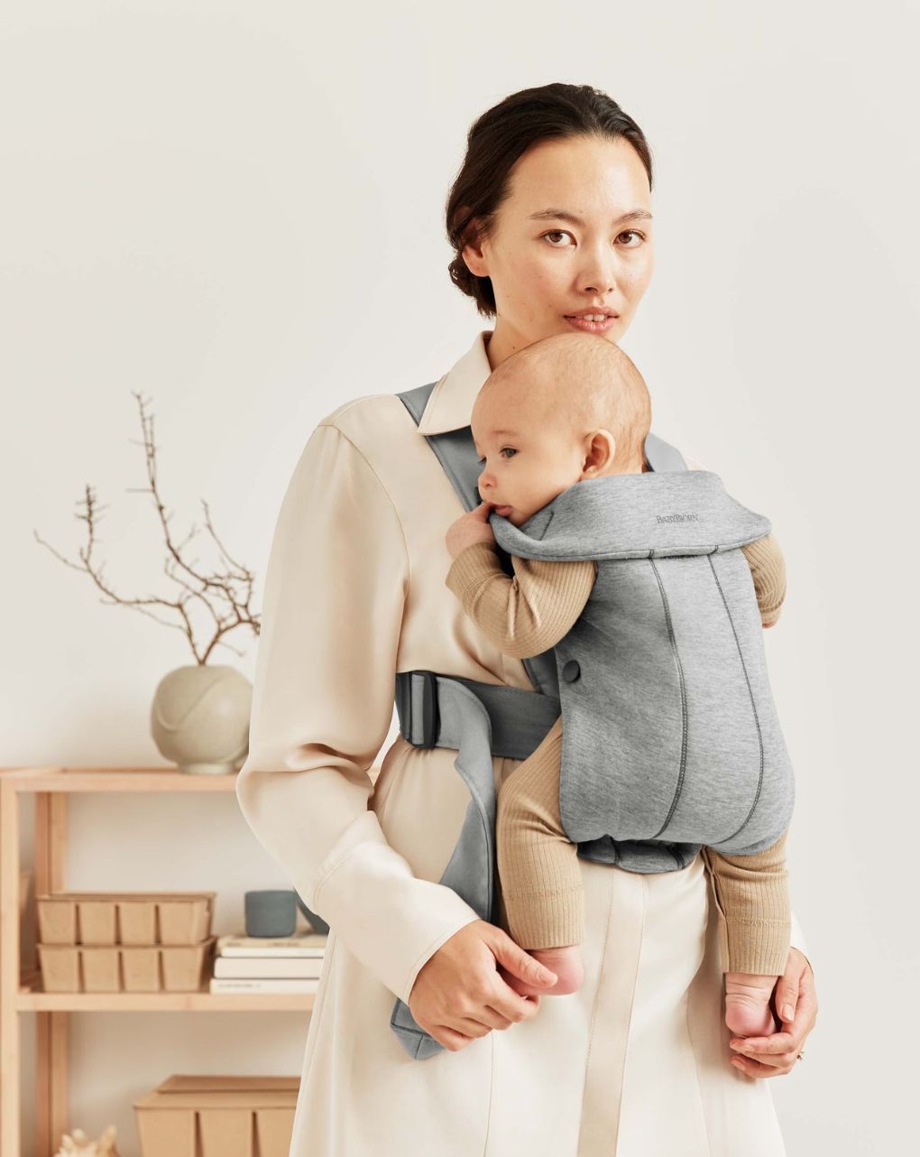 Babybjörn μάρσιπος mini 3d jersey light grey 021072 - Baby Bjorn