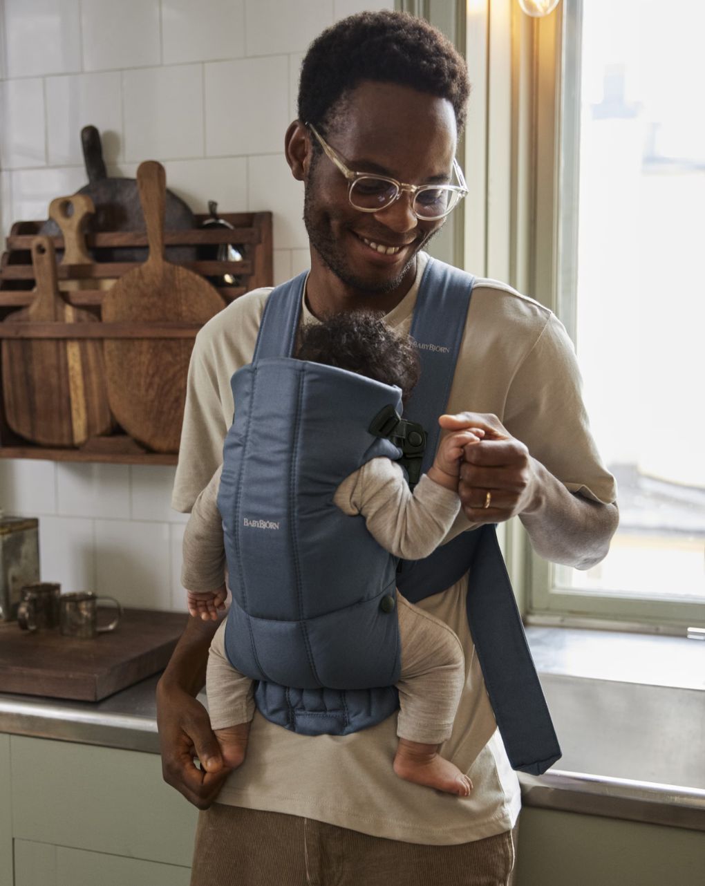 Babybjörn μάρσιπος mini woven vintage indigo 021074 - Baby Bjorn
