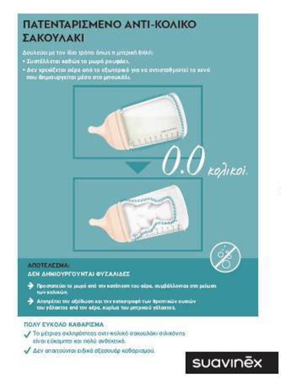 Suavinex μπιμπερό zero κατά των κολικών 180ml χαλημή ροή 0+ - Suavinex