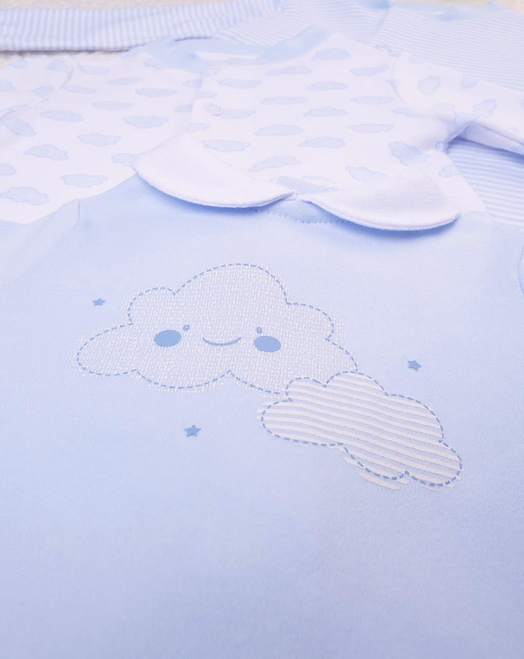 βρεφικά φορμάκια πακέτο x3 με συννεφάκια για αγόρι - Prénatal