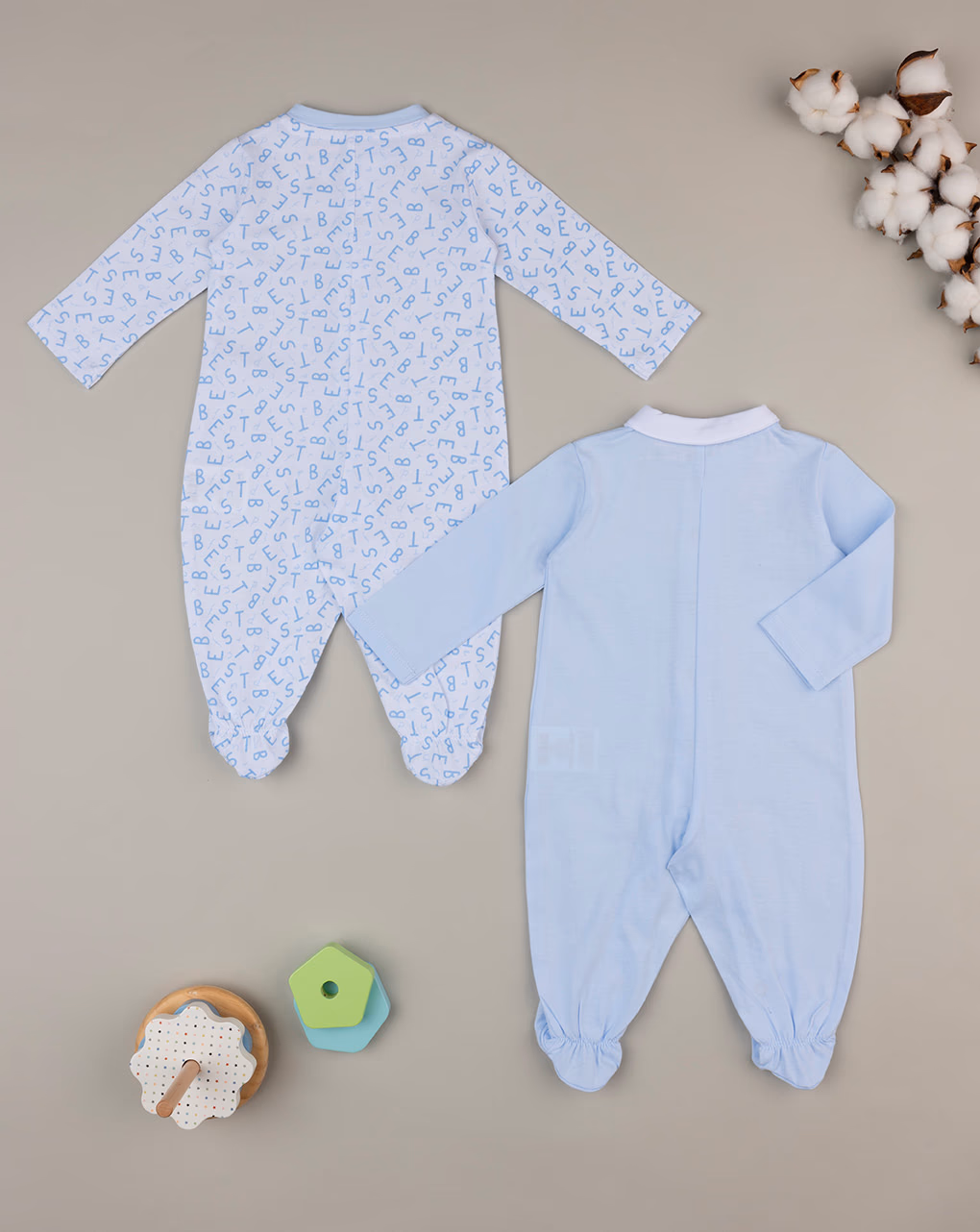 βρεφικά φορμάκια πακέτο x2 λευκό/γαλάζιο best baby για αγόρι - Prénatal