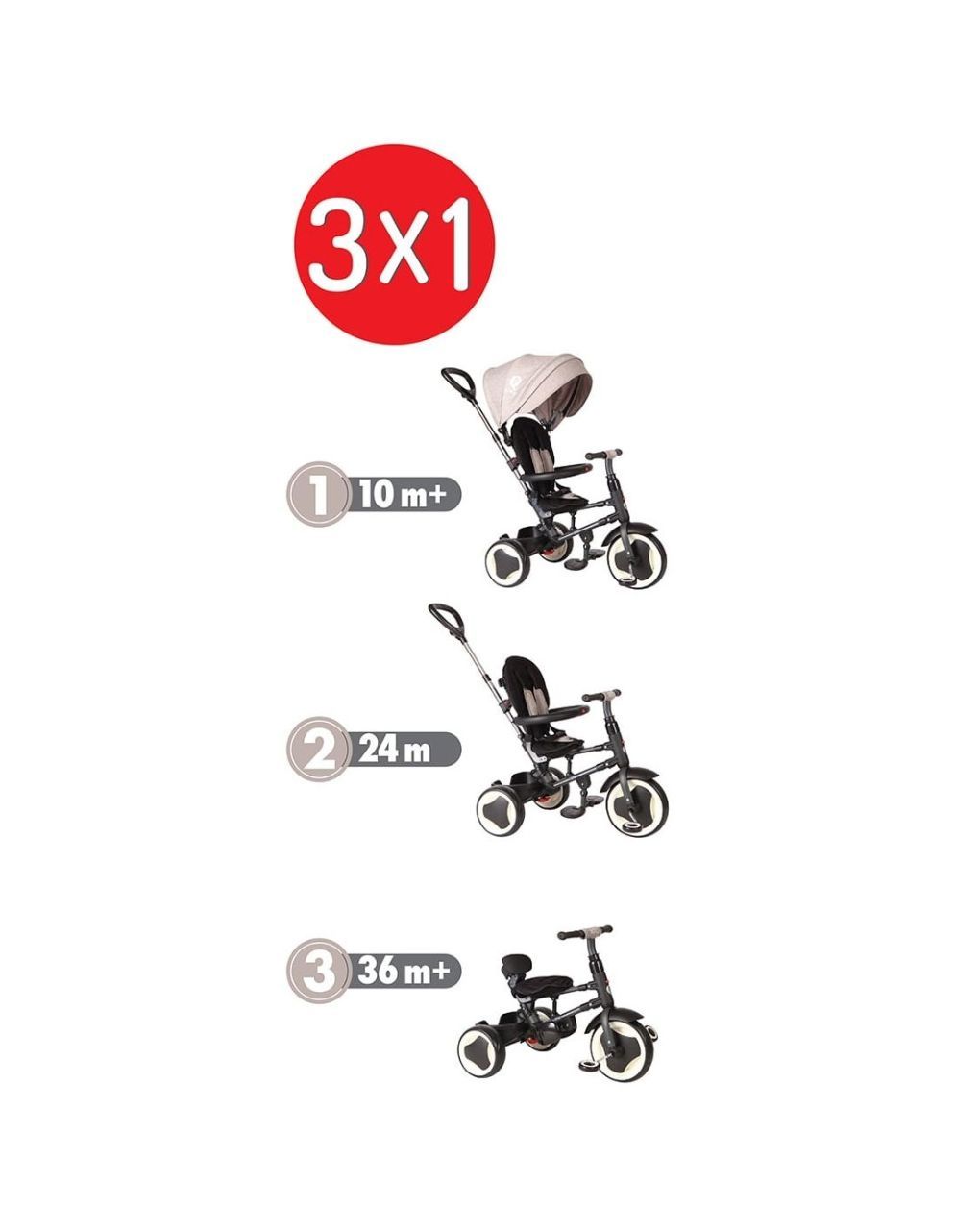 Qplay rito eva wheels σπαστό τρίκυκλο ποδηλατάκι grey 01-1212037-01 - QPLAY