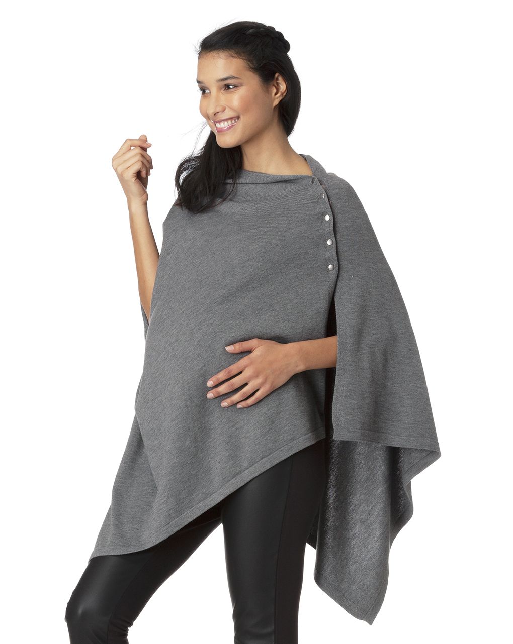 γυναικείο πόντσο γκρι με κουμπιά τρουκς - Prénatal