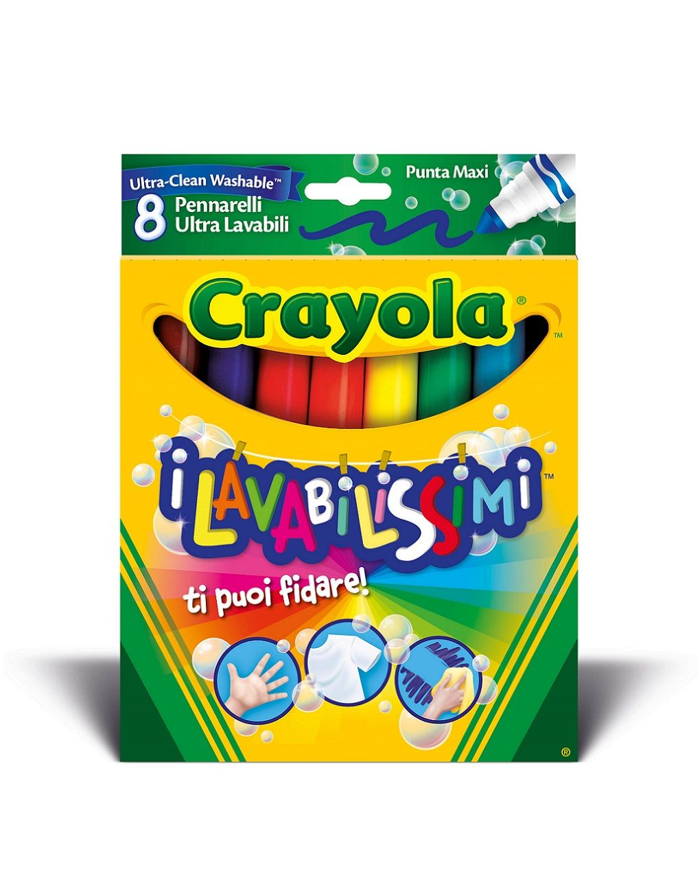 Crayola 8 μαρκαδόροι ultra clean washable maxi (χονδρή μύτη)