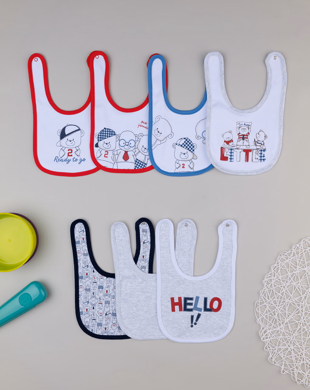 βρεφικές σαλιάρες με αρκουδάκια πακέτο x7 για αγόρι - Prénatal