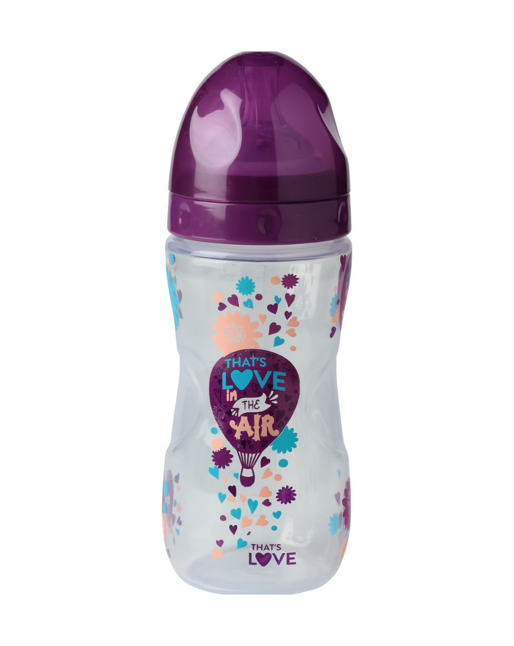 That's love - πλαστικό μπιμπερό 330ml (θήλη 2 οπές σιλικόνη) 2m+, μωβ - That's Love
