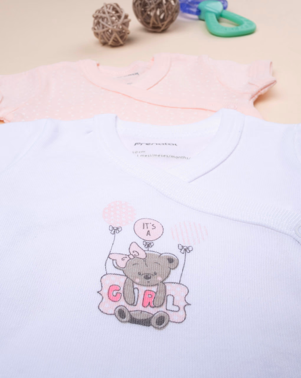 βρεφικά κορμάκια κοντομάνικα πακέτο x2 τμχ it's a girl για κορίτσι - Prénatal