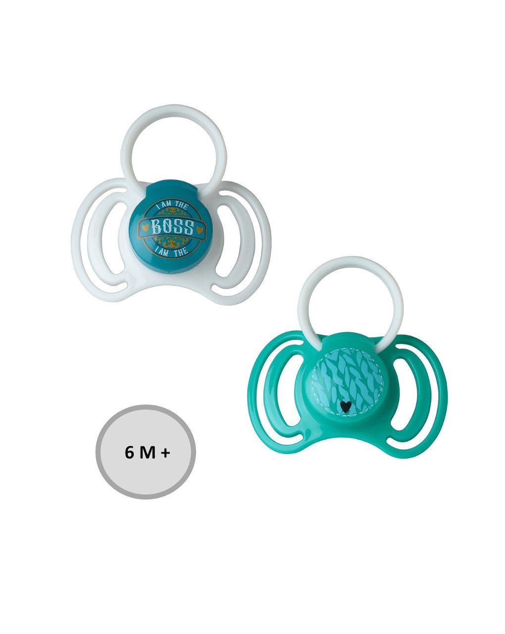 That's love - πιπίλες σιλικόνης με κρίκο i'm boss 2τμχ 6m+, γαλάζιο/λευκό - That's Love