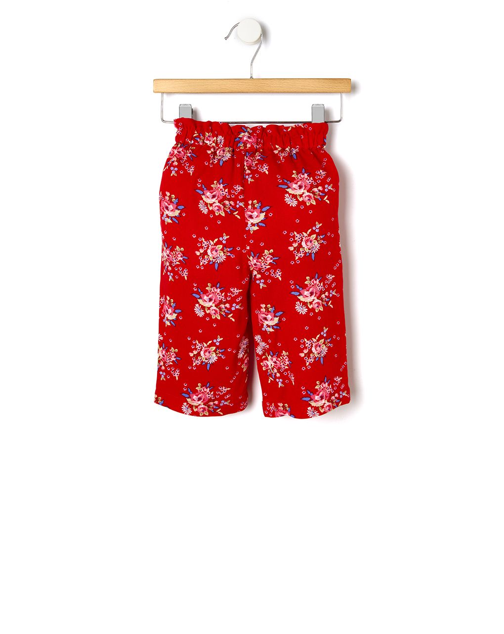 παντελόνα από βισκόζη κόκκινη με λουλούδια για κορίτσι - Prénatal