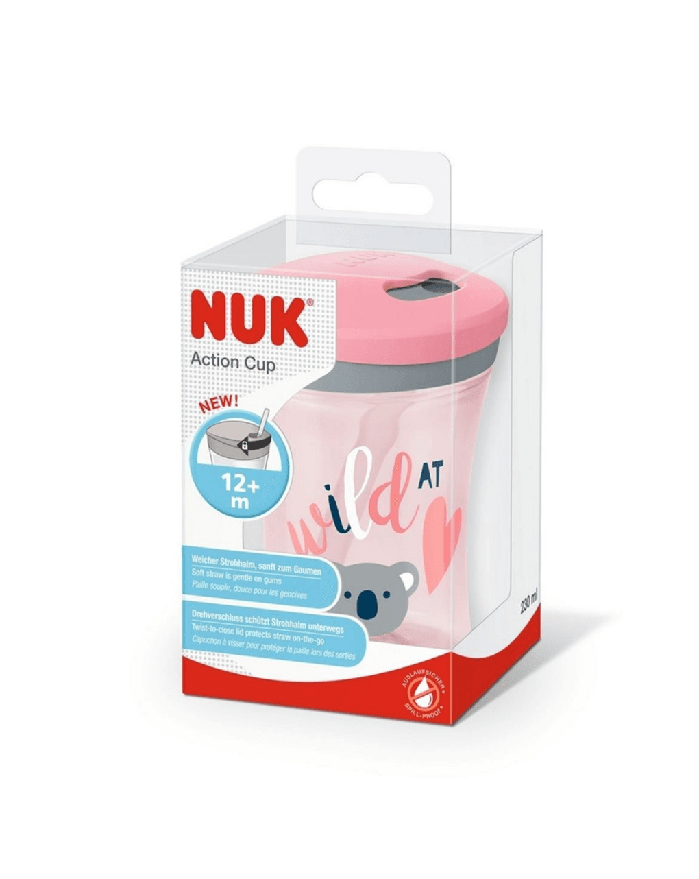 Nuk εκπαιδευτικό ποτηράκι με καλαμάκι action cup 230ml 12m+ - Nuk