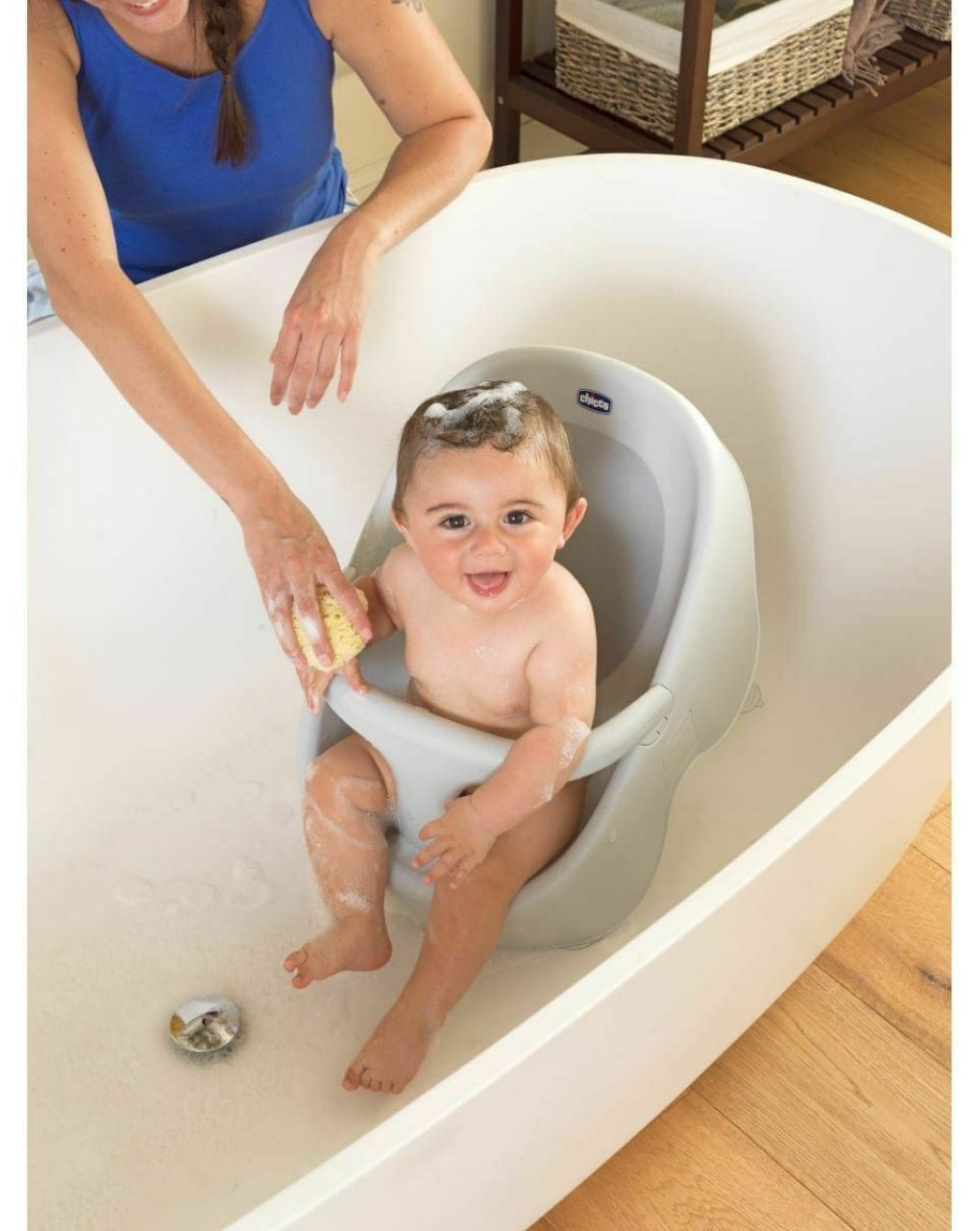 Chicco μπανάκι για ντουζιέρα bubble nest cool grey p07-79117-19 - Chicco