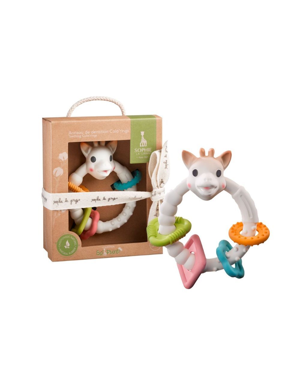 Sophie la girafe πολύχρωμος δακτύλιος οδοντοφυΐας so pure 3m+ - SOPHIE LA GIRAFE
