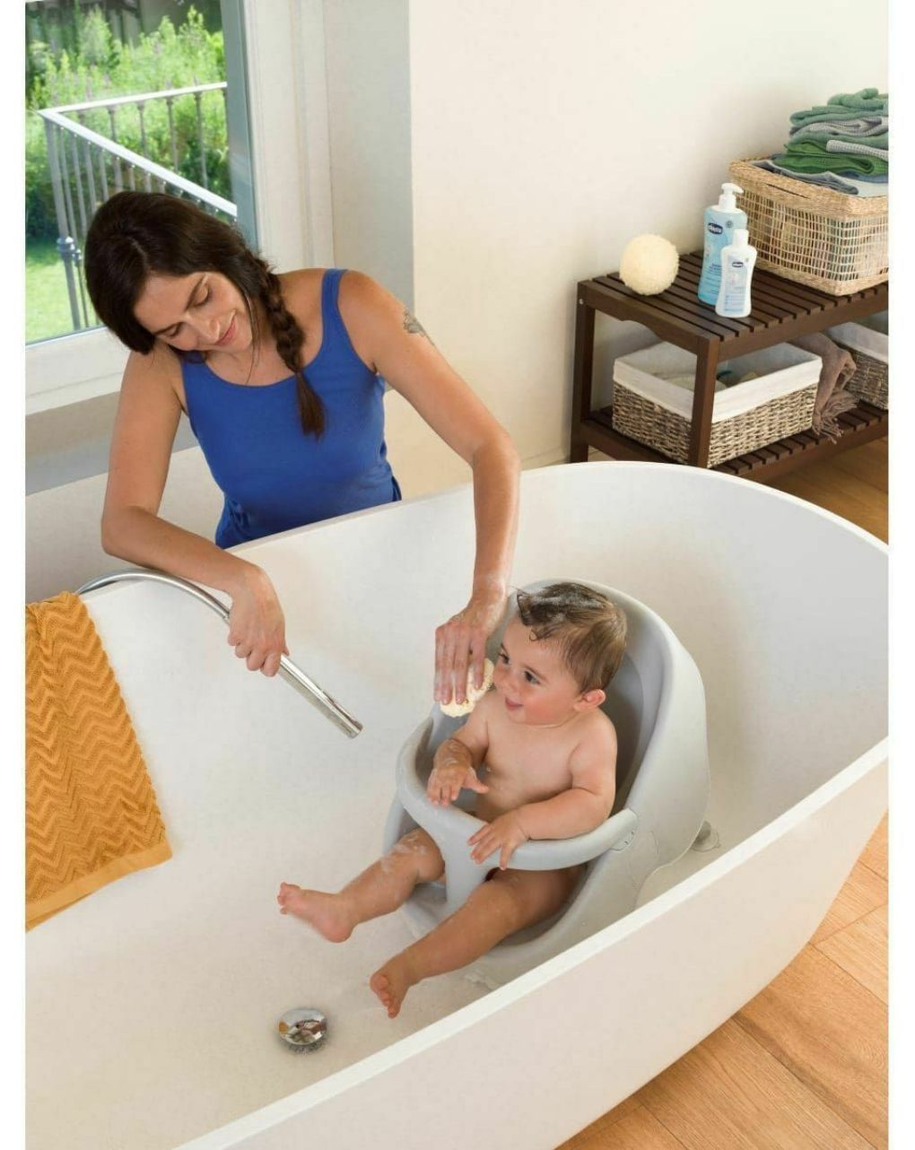 Chicco μπανάκι για ντουζιέρα bubble nest cool grey p07-79117-19 - Chicco