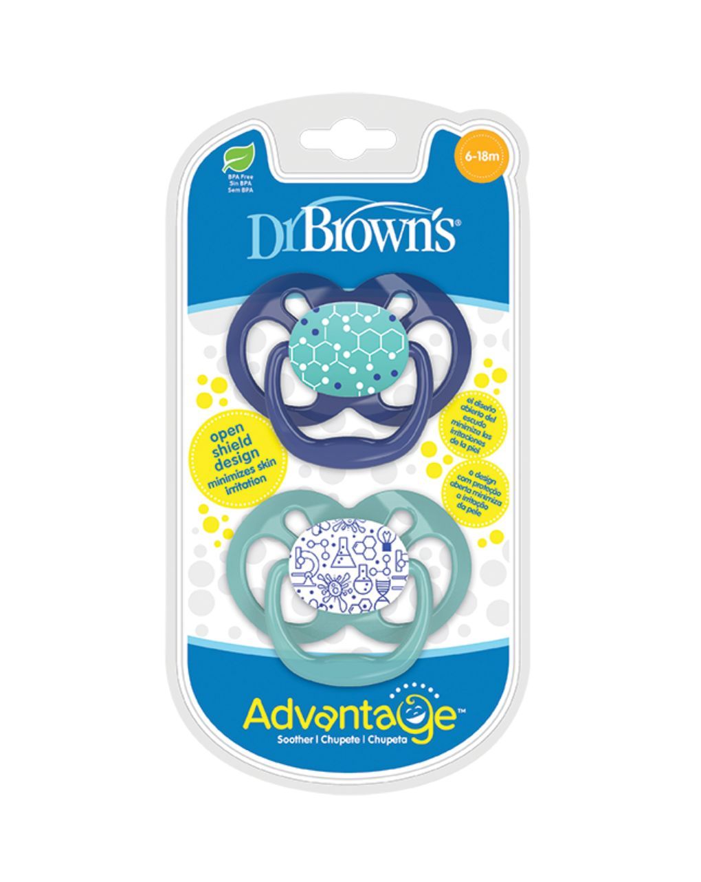Dr. brown’s πιπίλες σιλικόνης 2τμχ advantage boy 6-18m 112.70.1hc.276 - Dr Browns